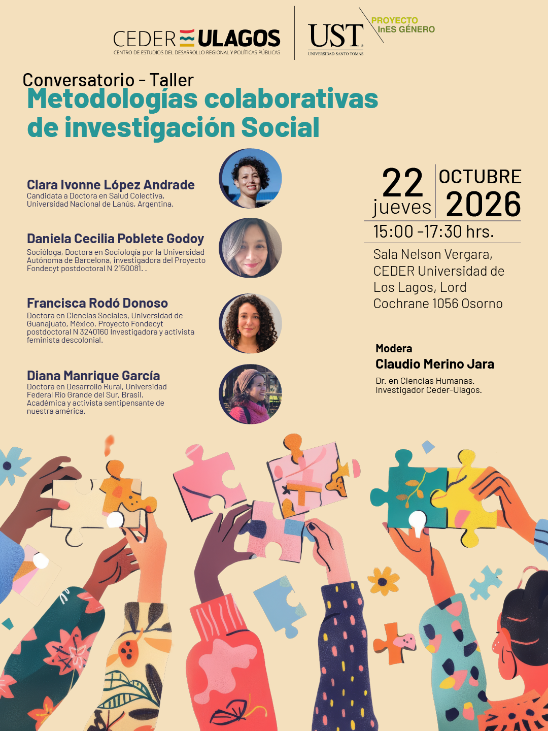 Conversatorio-Taller abordará metodologías colaborativas de investigación social en CEDER ULagos